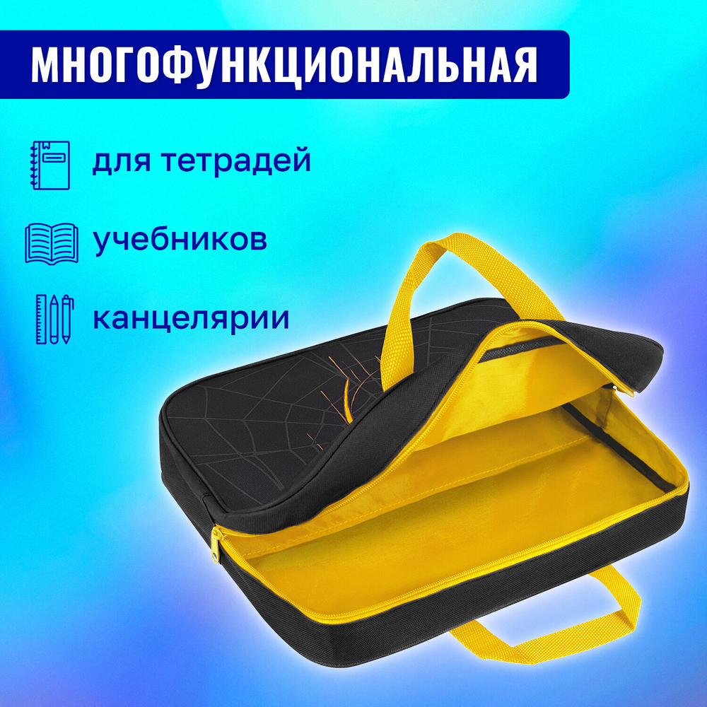 Папка на молнии с ручками BRAUBERG А4 1 отделение полиэстер 80 мм "Venomous spider" (2 штуки в упаковке)