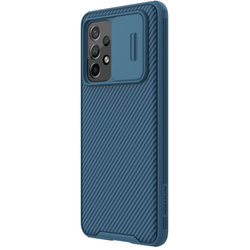 Чехол синего цвета усиленный для смартфона Samsung Galaxy A53 5G от Nillkin, серия CamShield Pro Case, с сдвижной крышкой для камеры