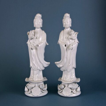 Винтаж: Парные фигуры «Гуань Инь с лотосами»