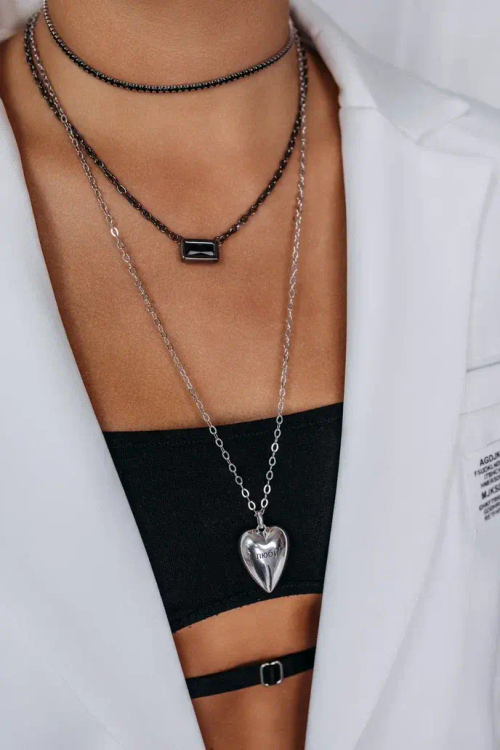 Колье-сердце "Люби" на цепи с лентой