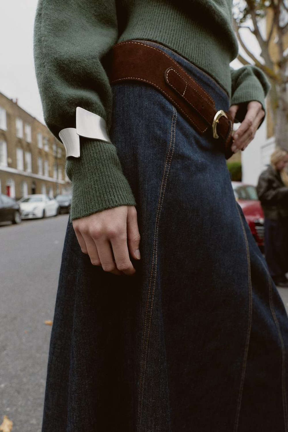 ZARA СВИТЕР АСИММЕТРИЧНОГО КРОЯ С БРАСЛЕТОМ, МЯГКИЙ ЗЕЛЕНЫЙ