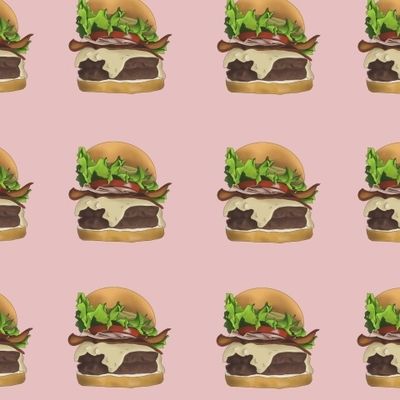 Бургер на розовом фоне