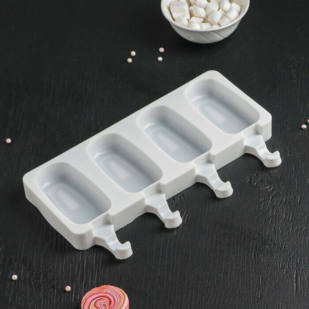 Форма для мороженого «Эскимо классика», 25,814,52,5 см, 4 ячейки, цвет МИКС