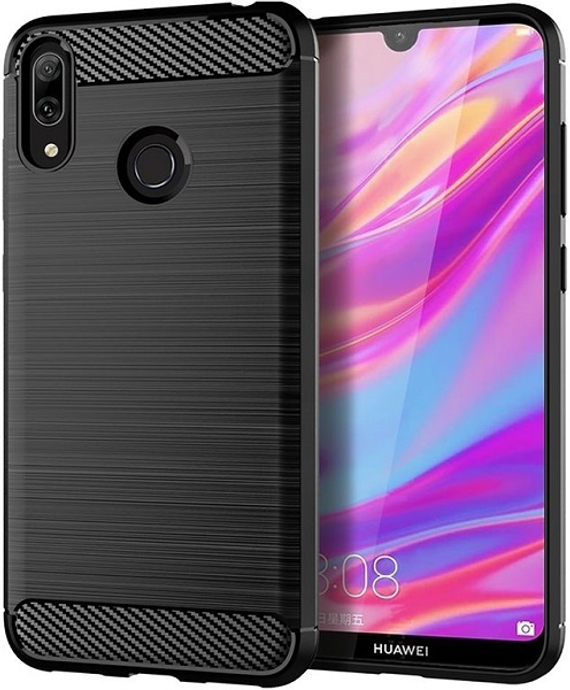 Чехол для Huawei Y7 2019 (Y7 Pro, Y7 Prime) цвет Black (черный), серия Carbon от Caseport