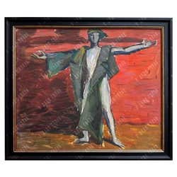 Динес Ю. С. Орлёнок на фоне кирпичной стены. Эскиз. Холст на картоне, масло. 1950-е