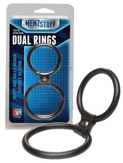 Чёрное двойное эрекционное кольцо Dual Rings Black