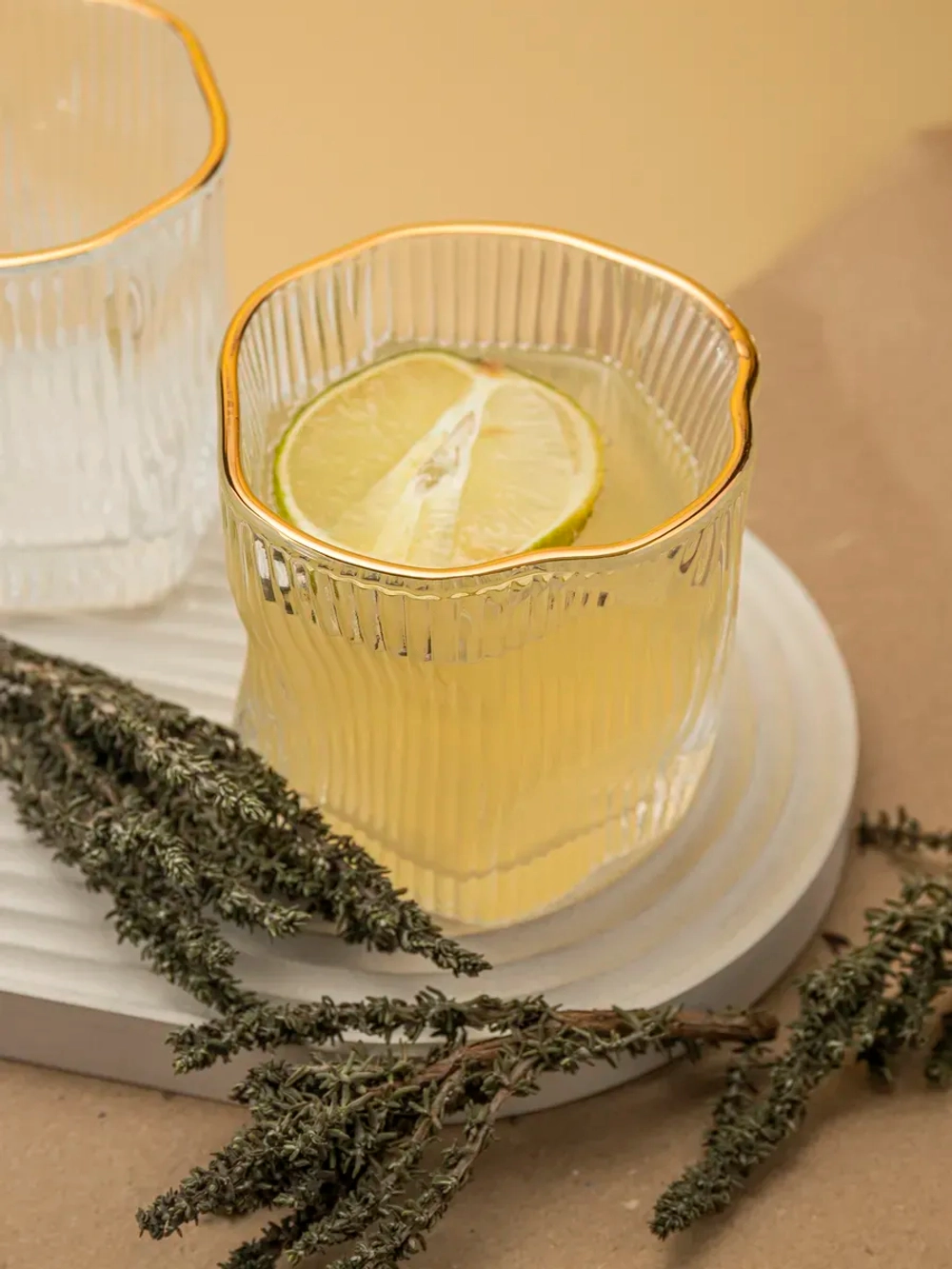 Набор изогнутых ребристых бокалов, 250 мл. 6 шт кайма