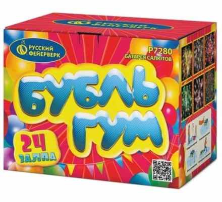 Батарея салютов РФ Бубль Гум 24 залпов калибром 0.8" высотой 35 метров