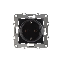 12-2102-06 ЭРА Розетка 2P+E Schuko со шторками, 16A-250В, IP20, Эра12, чёрный