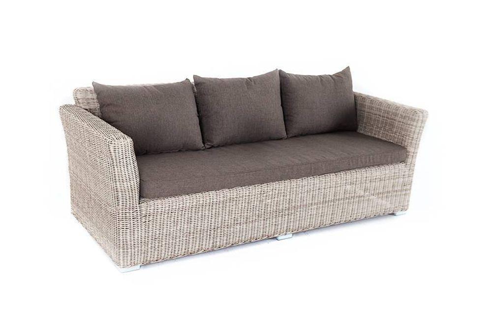 "Капучино" диван из искусственного ротанга трехместный, цвет бежевый