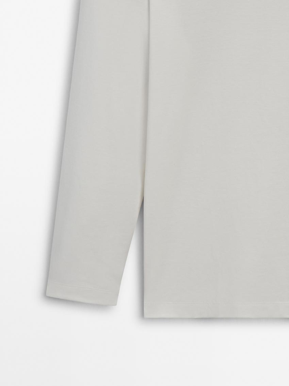 Massimo Dutti Футболка из смесового хлопка, натуральный, кремовый