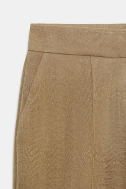 ZARA ПРЯМЫЕ БРЮКИ С ДЕКОРАТИВНОЙ СТРОЧКОЙ, РЫЖЕВАТО-КОРИЧНЕВЫЙ