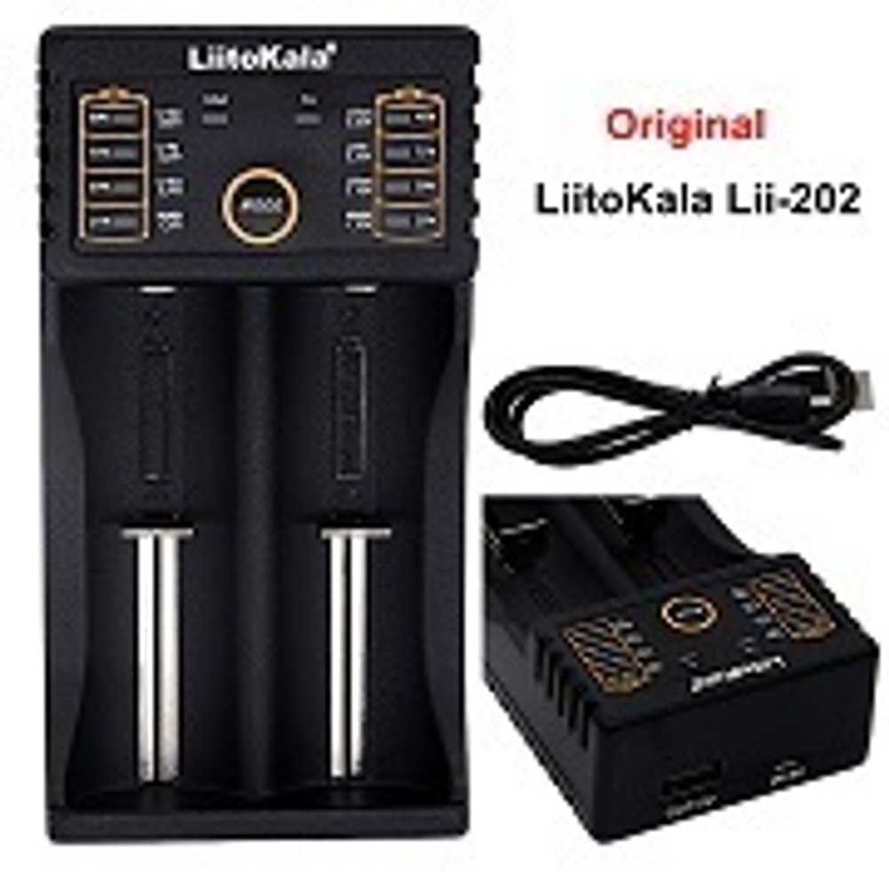Зарядное устройство LiitoKala Lii-202 USB + Вилка EU для Ni-MH/Ni-Cd/Li-ion/LiFePO4 (2 канала 115×60×25мм)