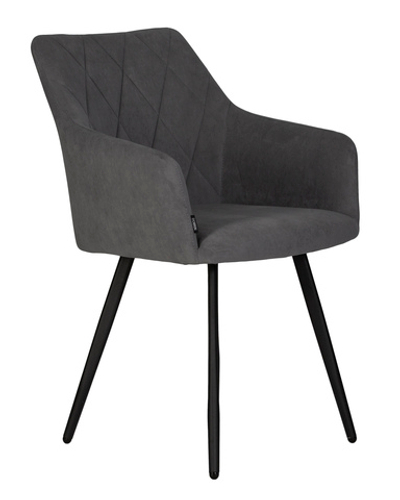 Стул обеденный DOBRIN ROBY, ЭМАЛЬ ЧЕРНЫЙ МУАР велюр Catania Silver