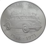5 фунтов 2009 год. Моррис Минор. Классические британские автомобили. Олдерни. Серебро