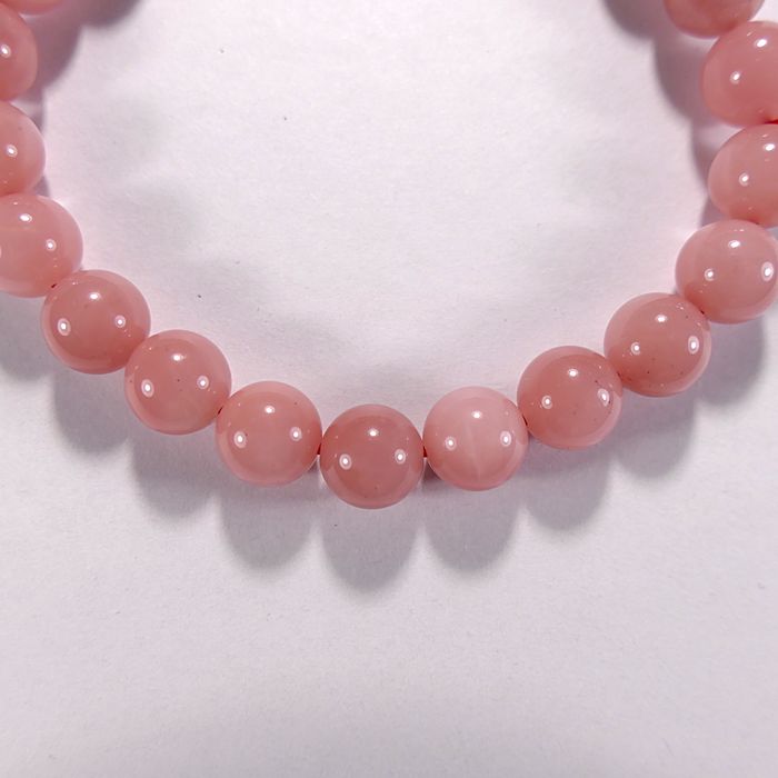 Бусина из халцедона розового, класс А, шар гладкий 9 мм