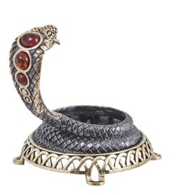 Народные промыслы AM-4020 Подсвечник «Кобра Королевская « (латунь, янтарь)