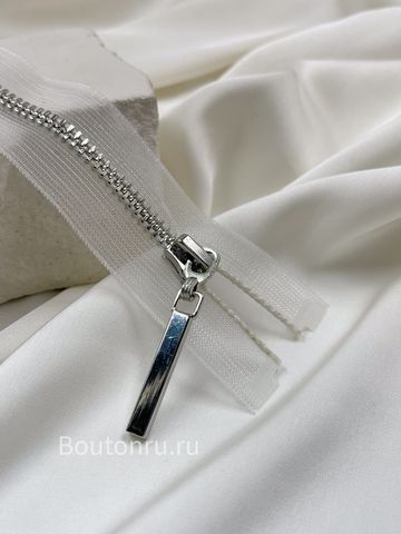 Молния на прозрачной сетке серебристая с декоративным бегунком