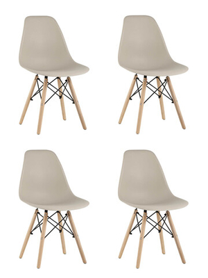 Стул Eames Style DSW бежевый x4 (разборный каркас)