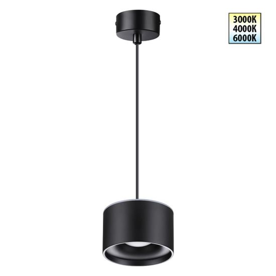358968 OVER NT22 352 черный Светильник накладной с переключ. цв. температуры, провод 2м IP20 LED 3000К\4000К\6000К 12W вниз + 3ВW вверх 110-265V GIRO