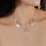 Колье Franck Herval, Palma, с перламутром, жемчугом, халцедоном, лазуритом, лунным камнем и лабрадор