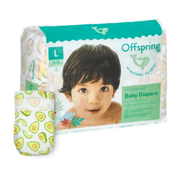 Подгузники Offspring L 9-13 кг, 36 шт, авокадо