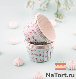 Формы бумажные с ламинацией «Маффин» 50х40 мм (Весенний букет) 100 шт