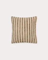 Чехол для подушки Enara из шелка и хлопка в бежево-коричневую полоску 45 x 45 см
