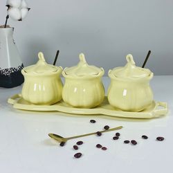 Lenardi 164-016 Набор из 3 банок 250мл с ложками на подставке в под.уп.(х9) Фарфор