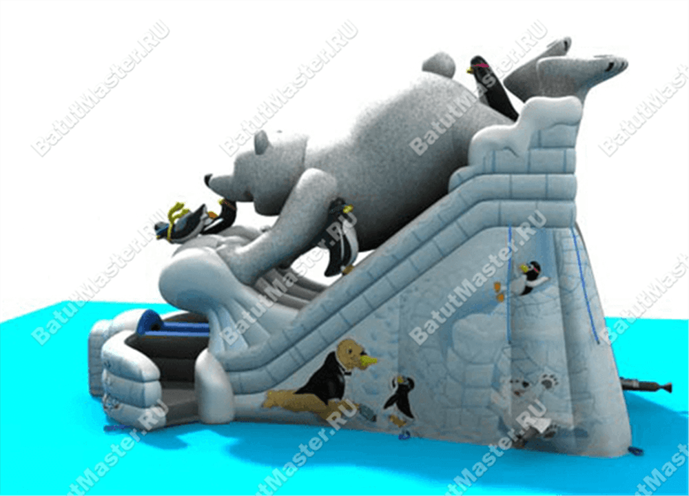 Большой надувной батут-горка "Мишка на севере"