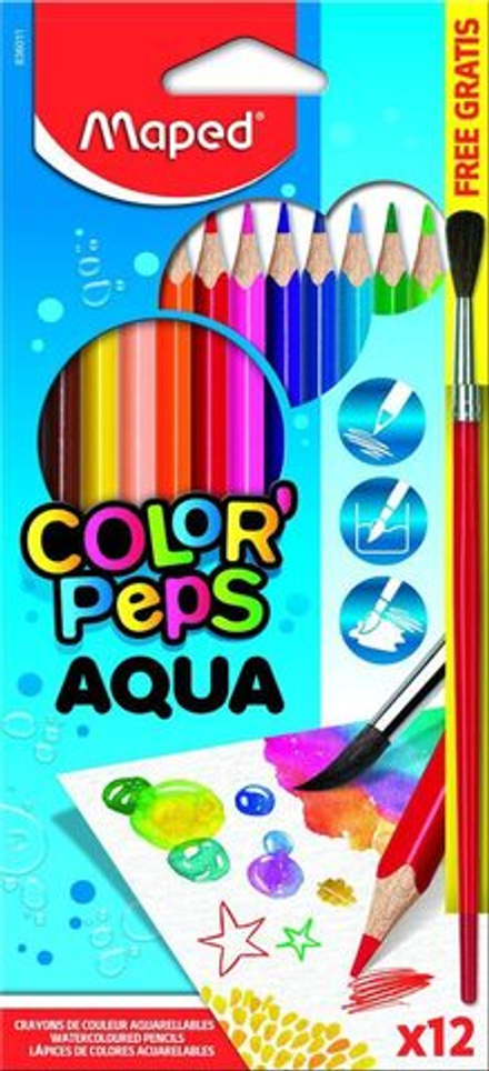Карандаши цвет. акварельные 12цв  Maped Color Peps трехгранные, с кисточкой, ударопрочные