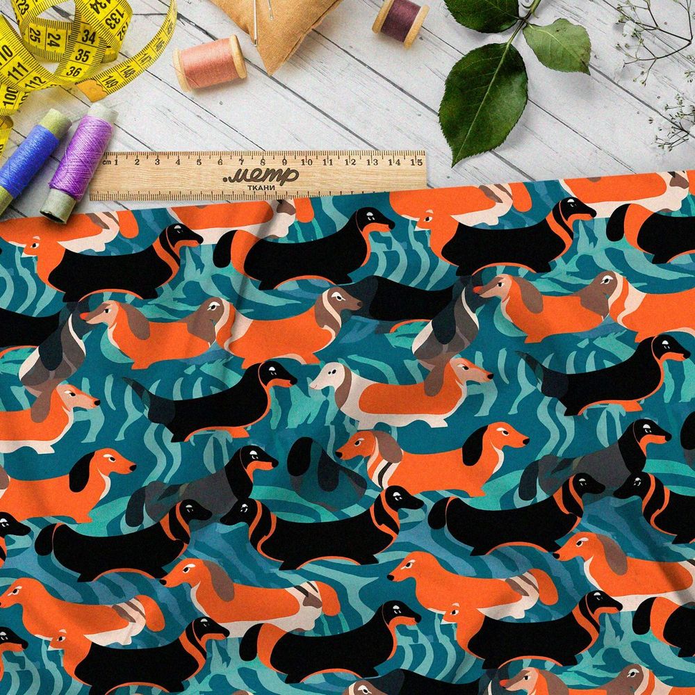 Ткань премиум шифон абстрактные таксы