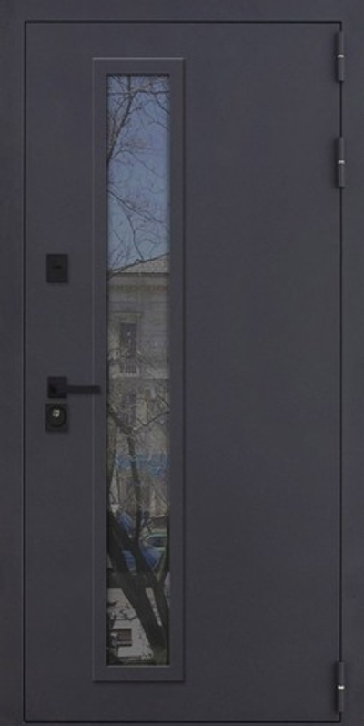 Входная дверь металлическая утепленная с стеклянной вставкой - 1083