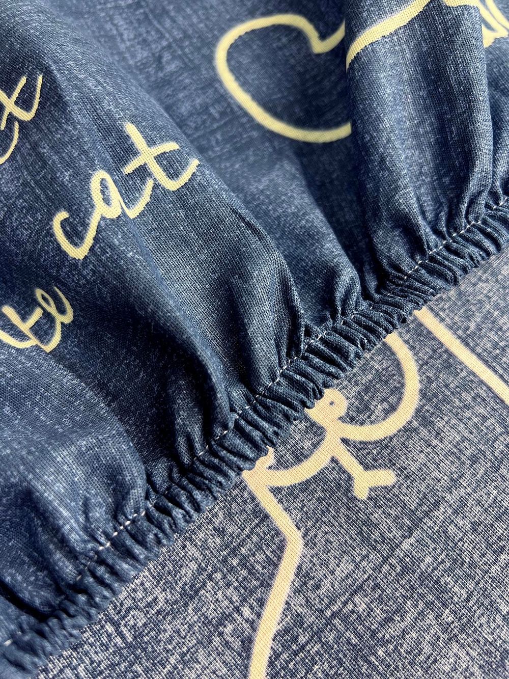 Простынь на резинке поплин Сказка "Котики Грей" 180x200 см