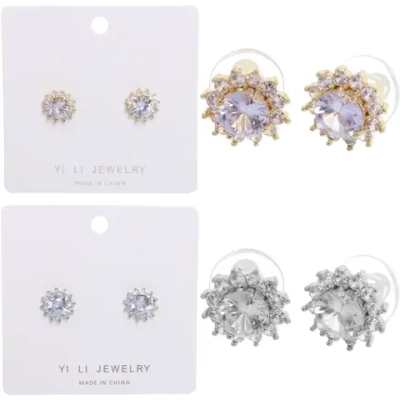 Серьги из гиппоалергенного металла со стразами «ПАЛУМНА», классика, цвет золото и серебро, 1,3-dсм