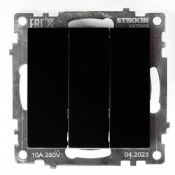 Выключатель трехклавишный без рамки Stekker Катрин 49172