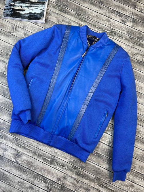 Кожаный бомбер Zilli со вставками кожи крокодила