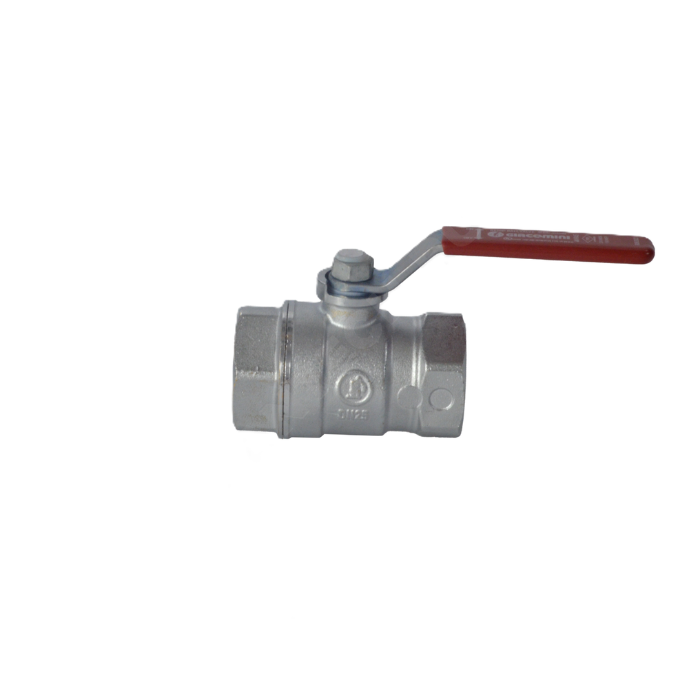 Кран шаровой латунь хром R250D Ду 50 Ру42 ВР рычаг красный Giacomini R250X008