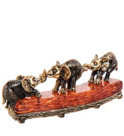 AM-3260 Фигурка «Слоны Друзья» (латунь, янтарь)