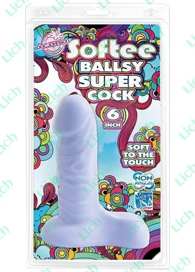 Сиреневый фаллос с мошонкой SOFTEE