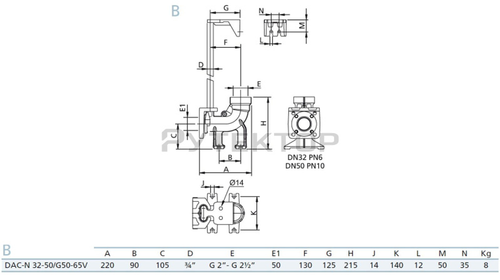 Донное присоединительное устройство Zenit DAC-N32-50/G50-65V