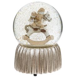 GAEM Фигурка декор в стекл шаре "Дед Мороз на лошадке" (муз с ключ), D 9 см, L9,5 W9,5 H14 см