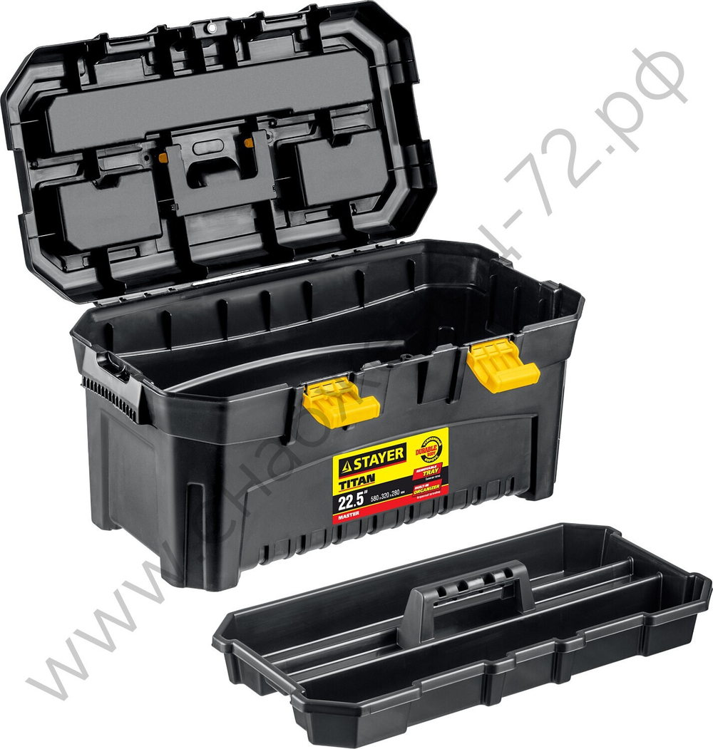 STAYER TITAN-22, 580 x 320 x 280 мм, (22″), пластиковый ящик для инструментов (38016-22)