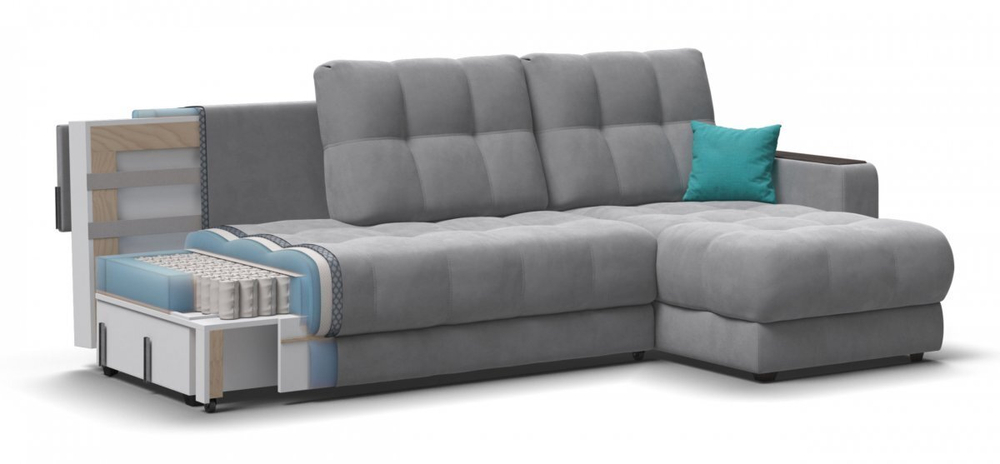 Угловой диван BOSS 2.0 Classic XL велюр Monolit сталь