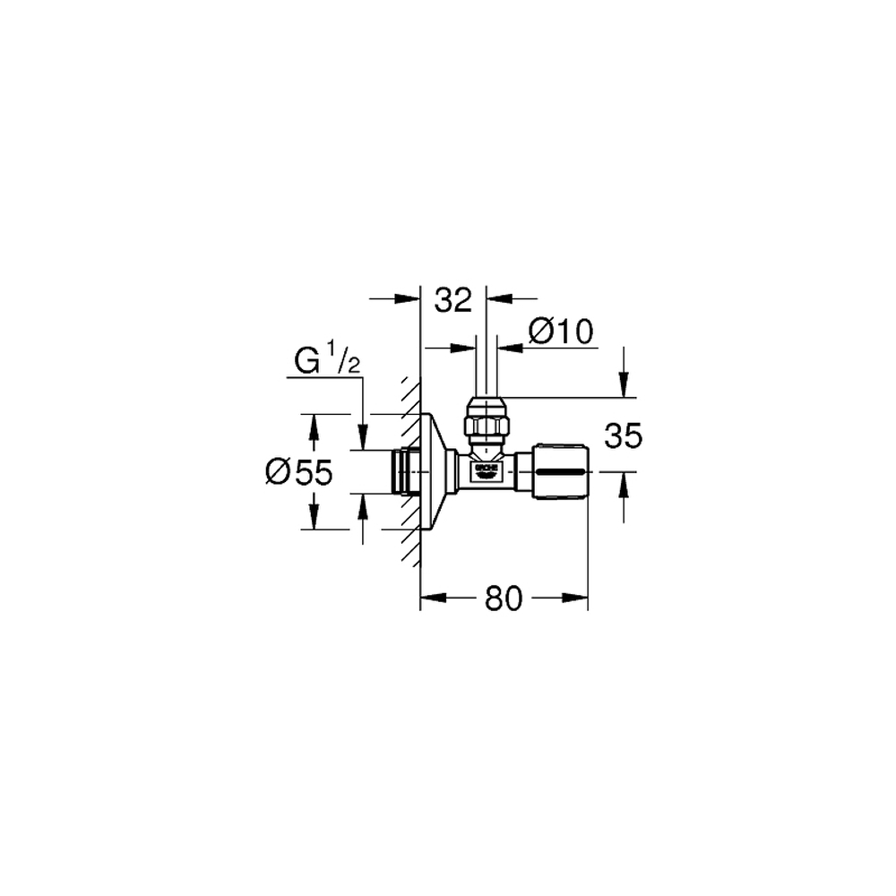 Запорный вентиль Grohe 22039000 угловой Хром