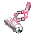 Розовое эрекционное кольцо 3,7см с вибростимуляцией клитора Baile Pleasure Tongue Ring BI-014075