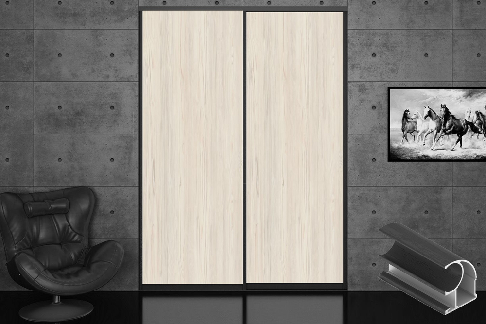 Дверь-купе 2650*600(700,800,900) мм, черный велюр, LAMARTY (19 цветов)