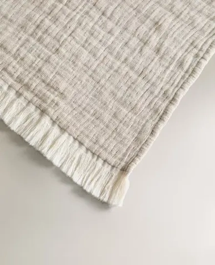 ZARA HOME ОДНОТОННЫЙ ПЛЕД ИЗ ХЛОПКА, БЕЖЕВЫЙ