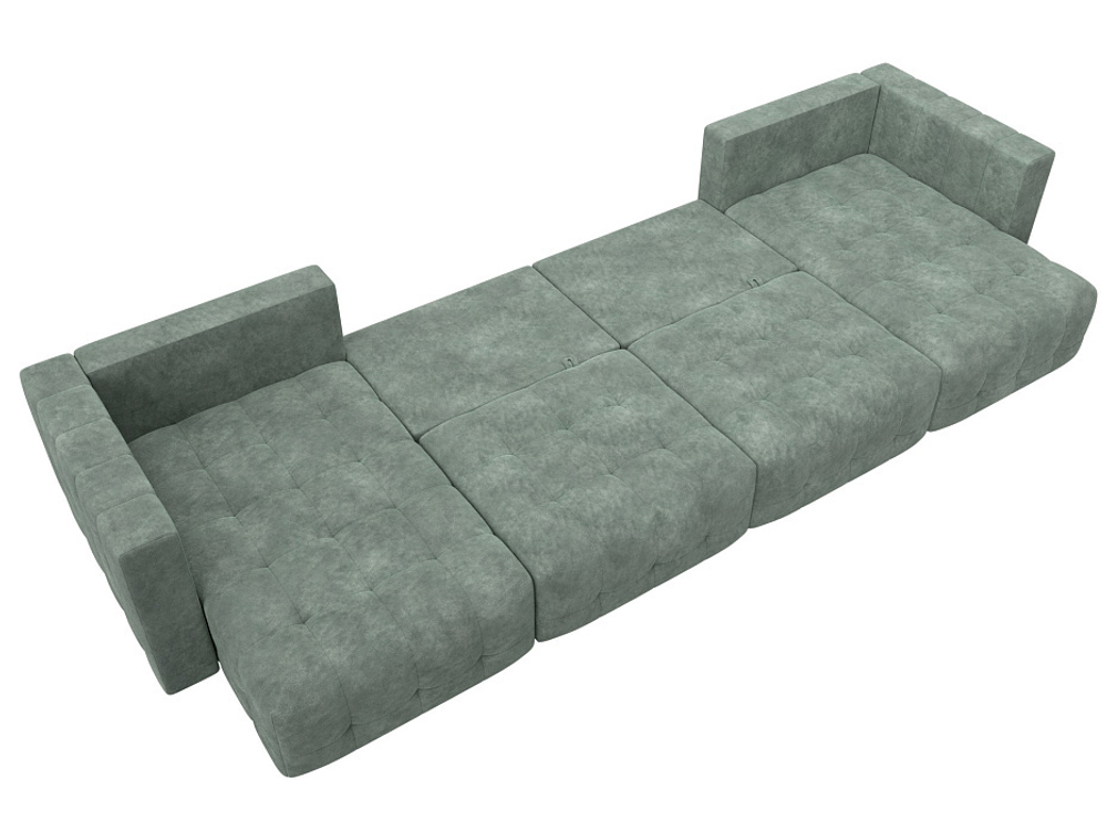 Диван П-образный Лига-052 НПБ Лонг, BRUT 08 ВЕЛЮР зеленый