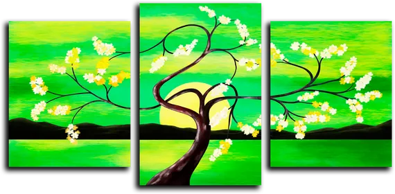 Модульная картина "Зеленый закат"